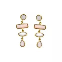 Pendientes largos plata dorada con piedras rosas, de Salvatore Plata, 247A0023.