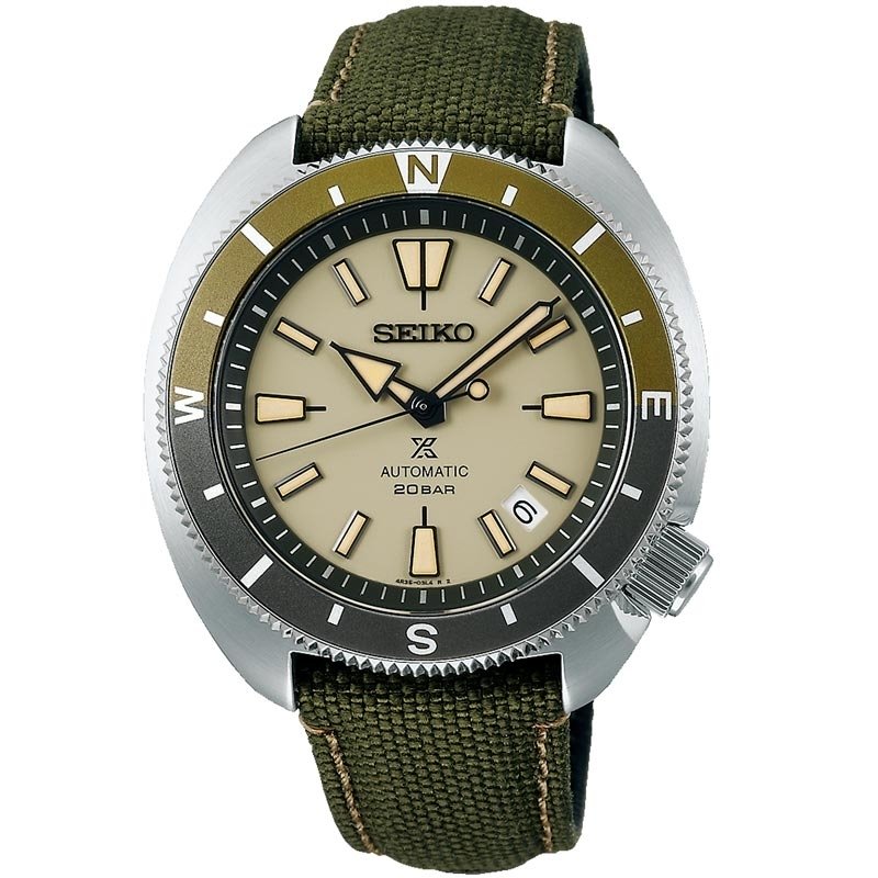 Reloj Seiko Prospex Tierra Tortuga, automático y correa caqui, SRPG13K1. Reloj Seiko Prospex Tierra Tortuga, automático y correa caqui, SRPG13K1.
