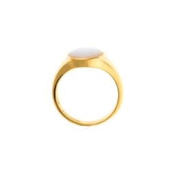 Anillo tipo sello de plata dorada con nácar, de Salvatore Plata, 164S0020.