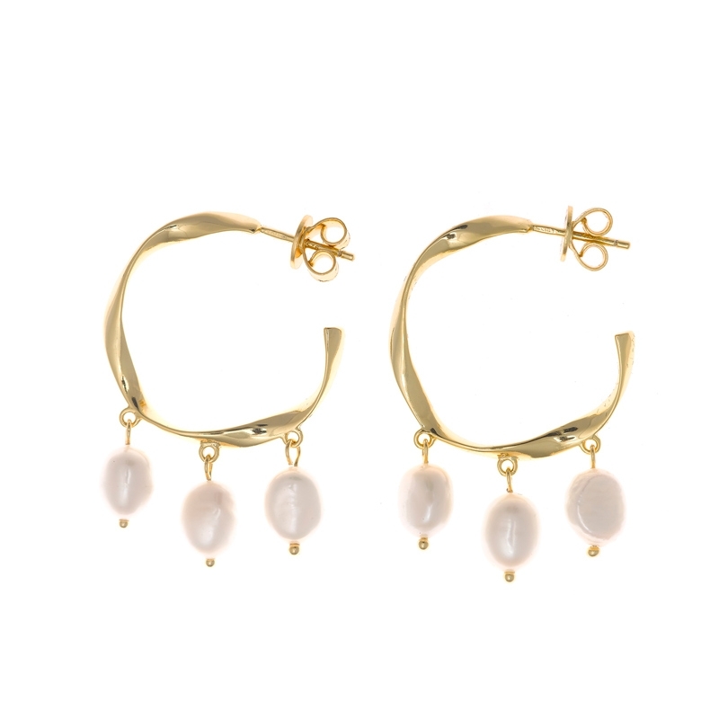 Aros de plata dorada y perlas cultivadas, de Salvatore Plata, 164A0084.
