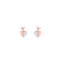 Pendientes de plata rosada con forma de corazón y nácar, de Salvatore Plata, 164A0090.