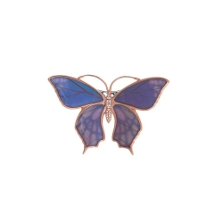 Broche en forma de mariposa azul en metal rosado, de Salvatore plata, 261BM002.