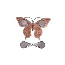 Parte posterior del broche con forma de mariposa azul en metal rosado, de Salvatore plata, 261BM002.