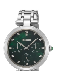 Reloj Seiko de mujer multifunción, esfera verde y diamantes, SKY063P1.
