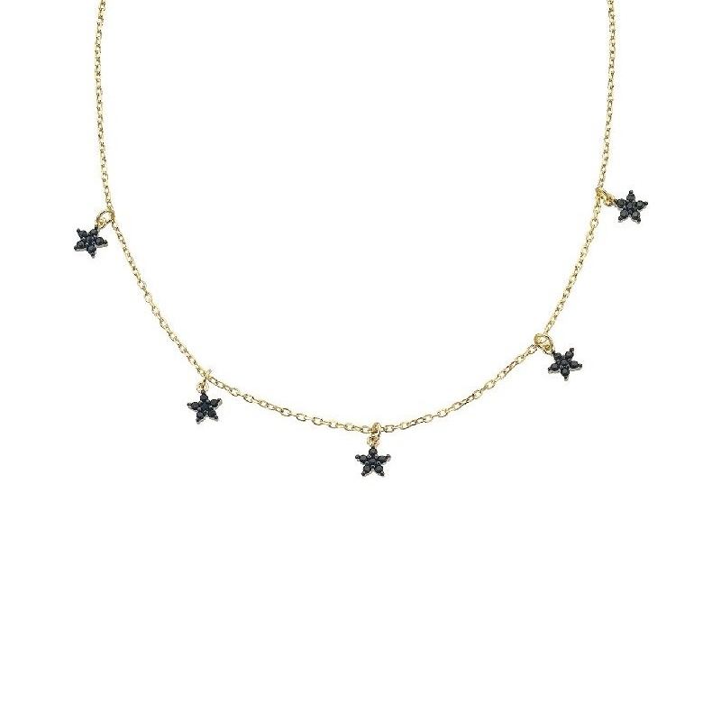 Gargantilla en plata dorada y 5 estrellas negras, Pretty jewels de Durán Exquse, 00510593.