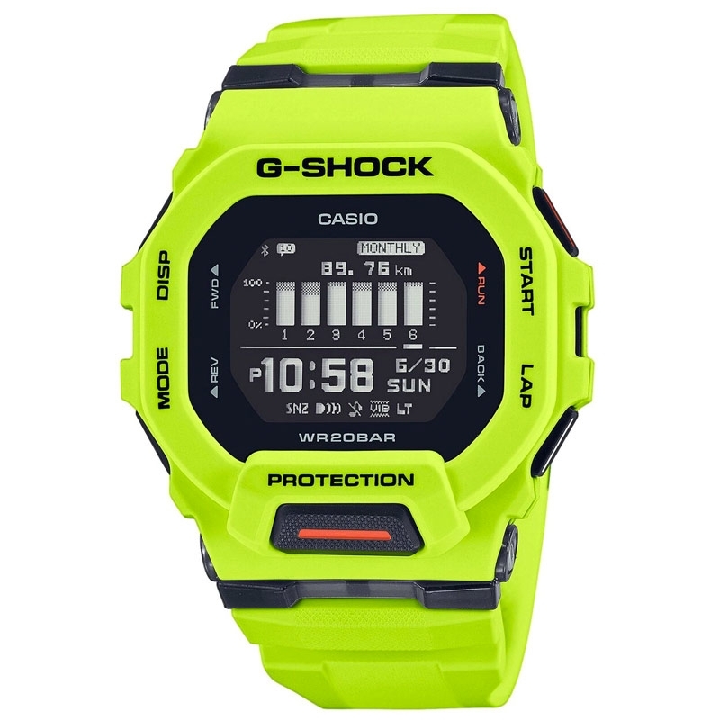 Reloj Casio G-Shock G-Squad Con Bluetooth® en verde flúor, GBD-200-9ER.