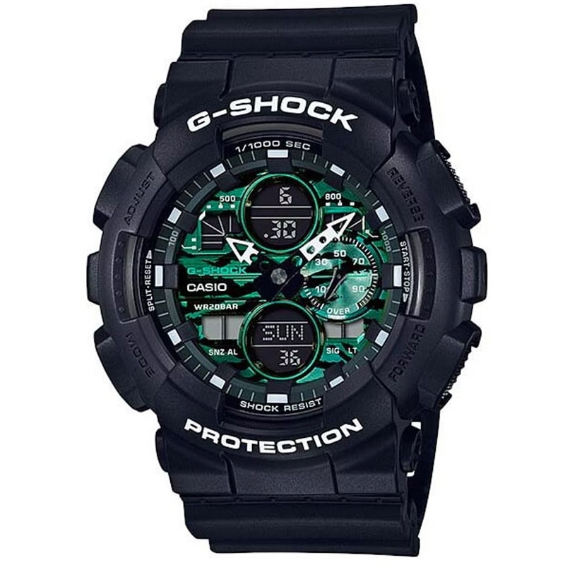 Reloj Casio G-Shock Midnight Green negro y esfera verde, GA-140MG-1AER.