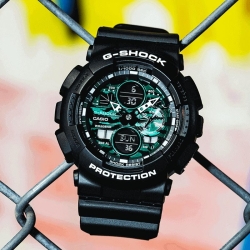 Reloj Casio G-Shock Midnight Green negro y esfera verde, GA-140MG-1AER.