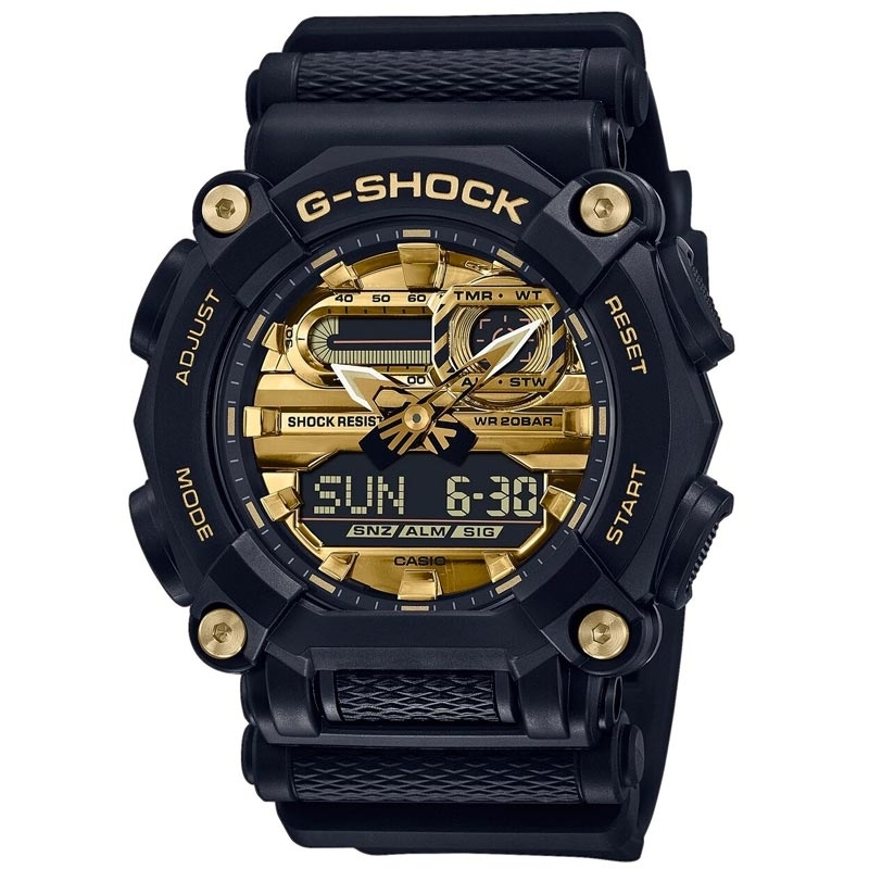 De confianza soborno barro ⌚Reloj Casio G-Shock de hombre negro y esfera dorada, GA-900AG-1AER.