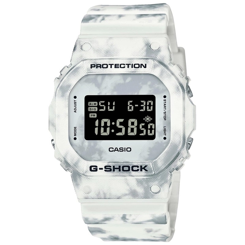 Reloj Casio G-Shock de hombre en estampado glaciar y pantalla negra, DW-5600GC-7ER.