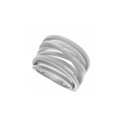Anillo multihilo en plata dorada y matizada con circonitas, de Salvatore Plata, 256S0003.
