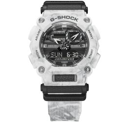 Reloj Casio G-Shock Classic en blanco y gris, estampado glacial, GA-900GC-7AER.