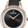 Reloj Festina F20496/2 para mujer en acero con revestido dorado, acabados en negro mate y circonitas.