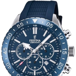 Reloj Festina Ceramic hombre en acero y correa silicona azul, F20515/1.
