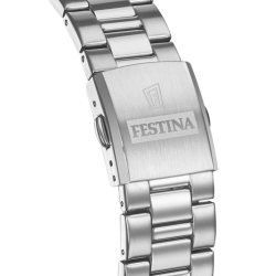 Reloj Festina F20552/1 para caballero en acero, esfera blanca y números arábicos negros.