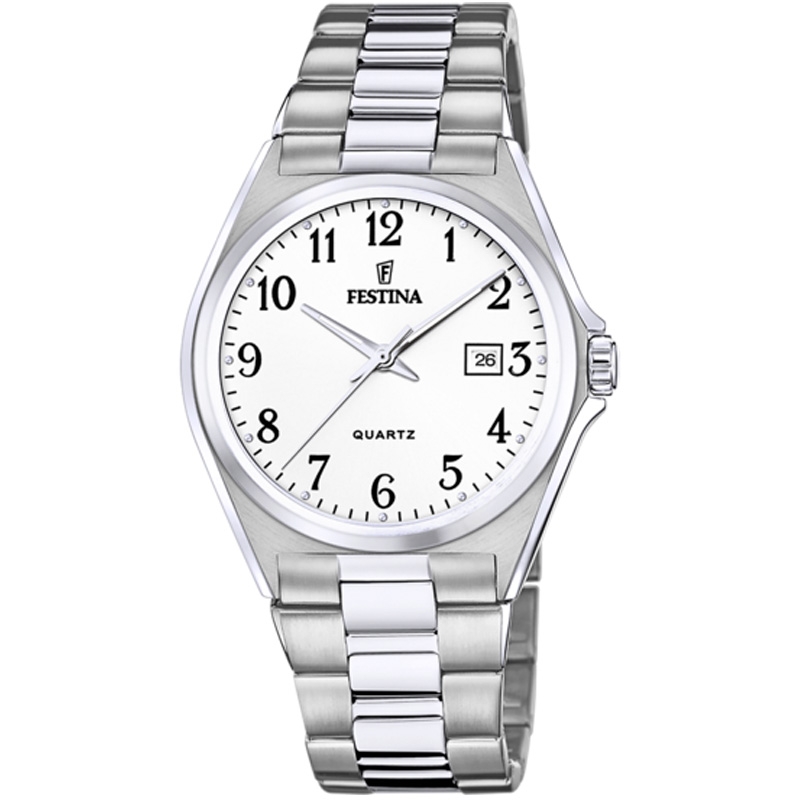 Reloj Festina hombre en acero clásico y esfera blanca, F20552/1.