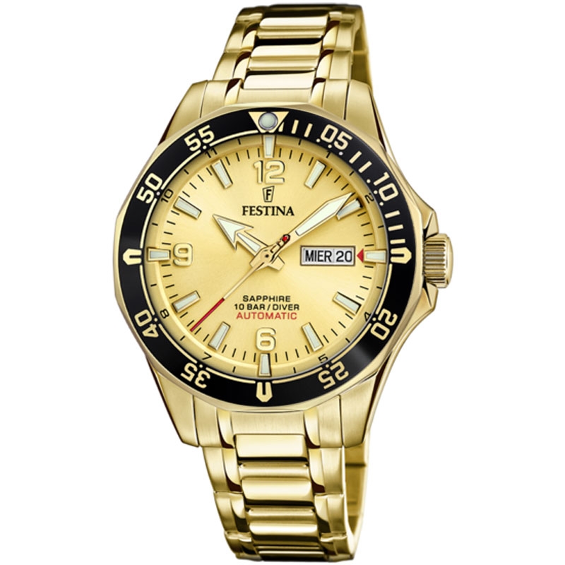 Reloj Festina automático de hombre dorado en oro amarillo, F20479/1.