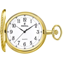 Reloj Festina caballero de bolsillo en acero dorado y esfera blanca, F2030/1.