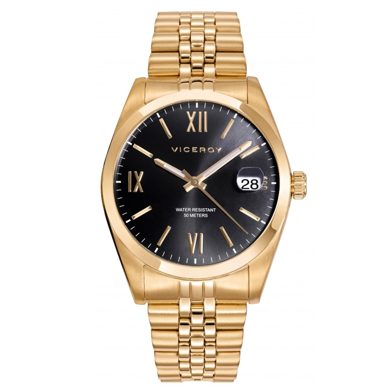 Reloj Viceroy Chic de hombre en acero dorado y esfera negra, 42425-53.