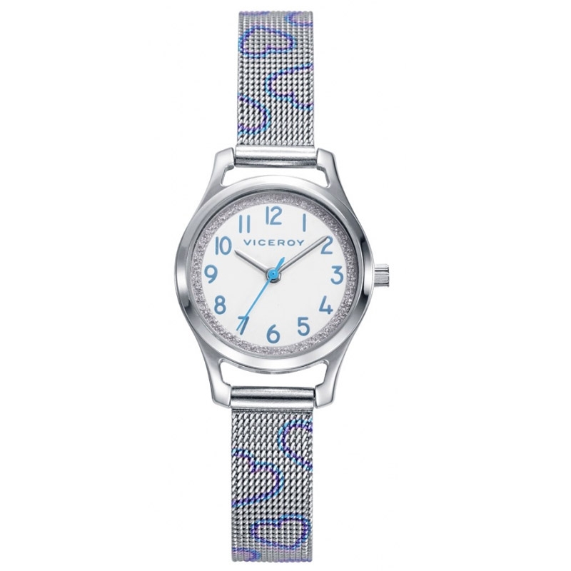 Reloj Viceroy Sweet de niña en acero y corazones azules, 401256-04.