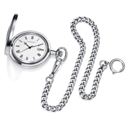 Reloj de bolsillo Viceroy en acero con laca verde, cadena incluida, 44117-02.