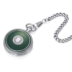 Elegante reloj de bolsillo Viceroy para hombre, de acero con laca color verde en ambas partes Cadena incluida en el precio.