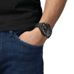 Reloj Tissot T-Touch Connect Solar de hombre en titanio negro y correa silicona, T1214204705103.