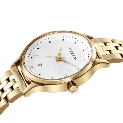 Reloj Viceroy para mujer en acero IP dorado rosé, esfera blanca y brazalete, 461124-06.