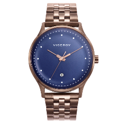 Reloj Viceroy Switch de hombre, acero marrón chocolate y esfera azul, 46787-36.