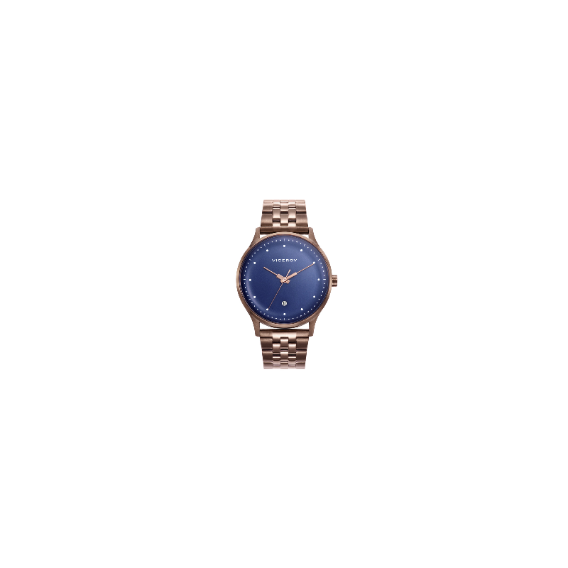 Reloj Viceroy Switch de hombre, acero marrón chocolate y esfera azul, 46787-36.