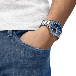 Reloj Tissot Seastar 1000 Powermatic 80 en acero y esfera azul, T1204071104103.
