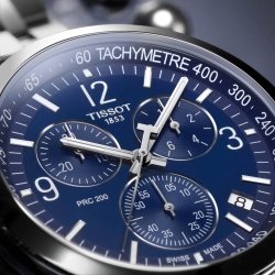 Reloj Tissot PRC 200 de hombre cronógrafo y esfera azul, T1144171104700.
