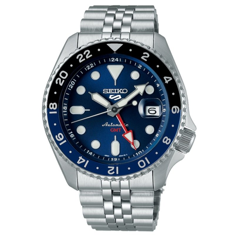 Reloj Seiko 5 Sports GMT automático con bisel azul y negro, SSK003K1.