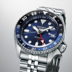 ⚡Reloj Seiko 5 Sports GMT automático con esfera azul, bisel azul y negro, SSK003K1.