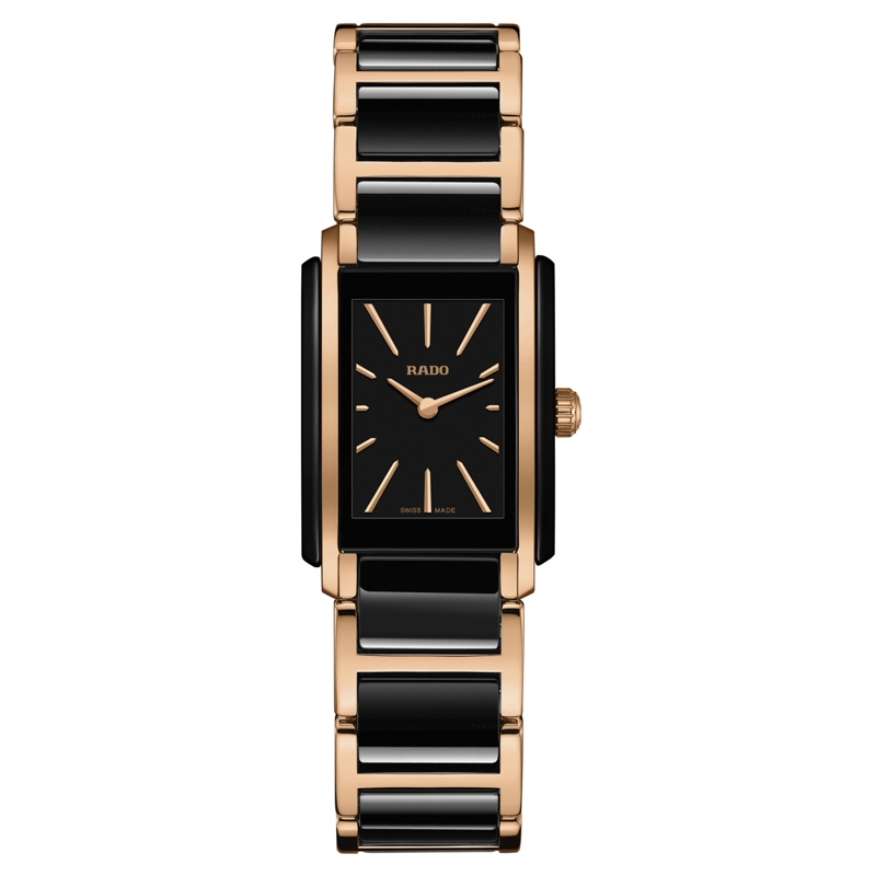 Reloj Rado Integral de mujer cerámica negra y dorado rosé, R20194162.