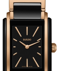 Reloj Rado Integral de mujer cerámica negra y dorado rosé, R20194162.