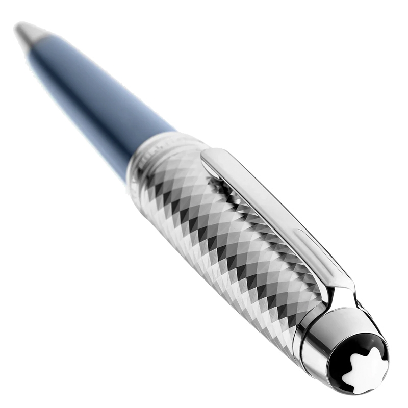 Bolígrafo Montblanc Meisterstück Glacier Doué en celeste y acero, 129405.