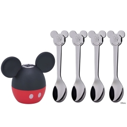 Salero Mickey Mouse con 4 cucharas en acero, de WMF 1296396040.