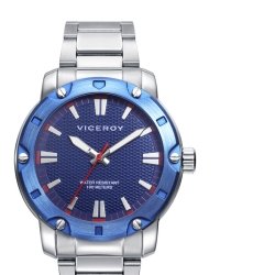 Reloj Viceroy Heat de hombre en acero con esfera azul y detalles rojos, 401273-37.