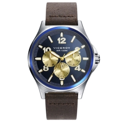 Reloj Viceroy Beat de hombre multifunción con esfera azul y detalles dorados, 46749-35.