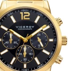 Reloj Viceroy de hombre multifunción dorado y esfera negra, 471051-95.