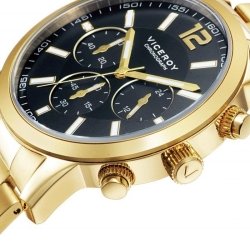 Reloj Viceroy de hombre multifunción dorado y esfera negra, 471051-95.