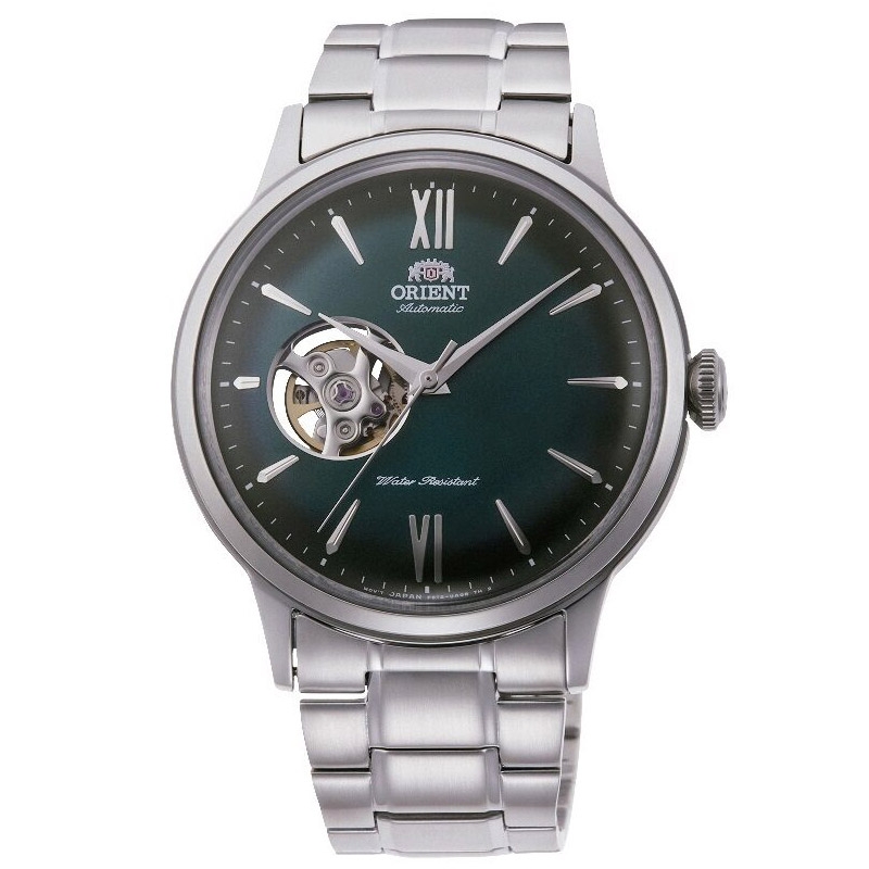 Reloj Orient Bambino de hombre automático Open Heart y esfera verde, RA-AG0026E10B.