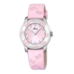 Reloj Lotus Junior para niñas con mariposas esmaltada y correa rosa, 18272/2.