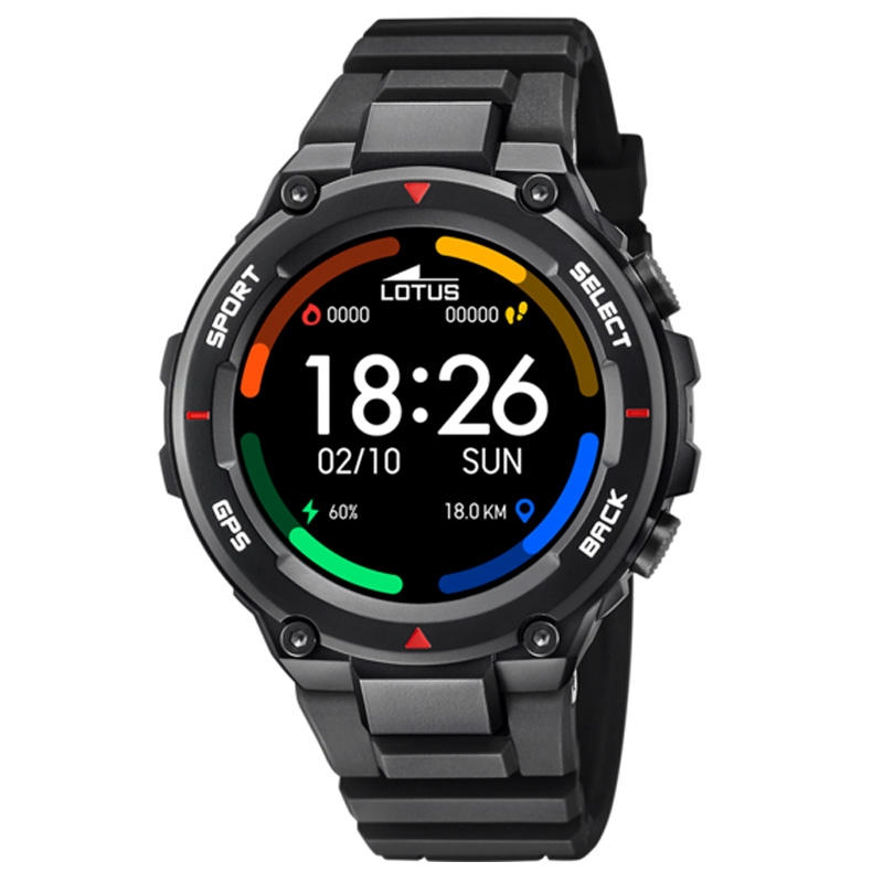 Reloj inteligente Lotus Smartime de hombre en negro con Bluetooth 5.0, 50024/4.