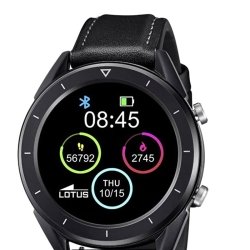 Reloj inteligente Lotus Smartime de hombre en negro con correa de piel, 50009/1.