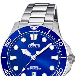 Reloj Lotus Excellent de hombres en acero y esfera/bisel azul, 18759/1.