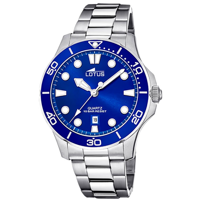 Reloj Lotus Excellent de hombres en acero y esfera/bisel azul, 18759/1.