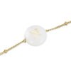 Pulsera de plata dorada con letra N sobre nácar Alphabet de Luxenter, BX206Y115N.
