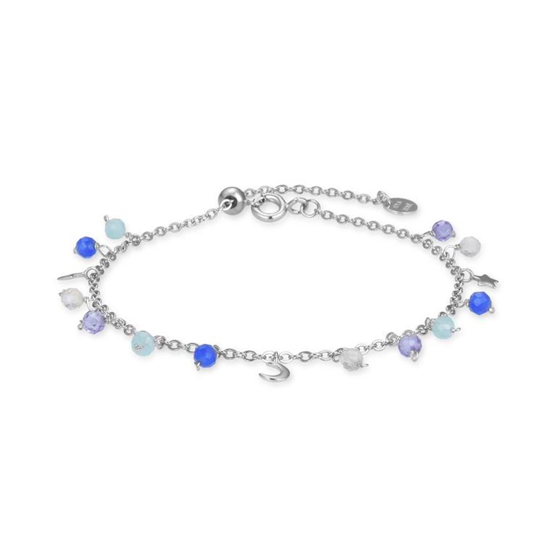 Pulsera en plata rodiada con piedras y luna, Yahshi de Luxenter, BXA232C20.